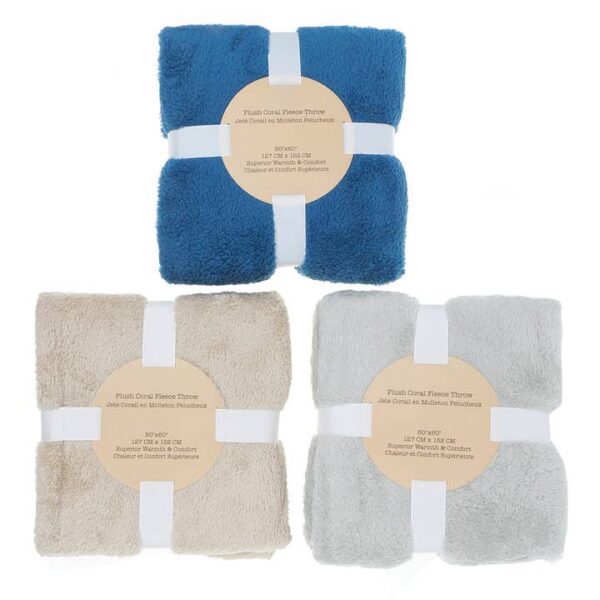 Plush Coral Fleece Throw (Asstd) (50 X 60)